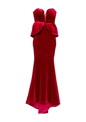 CRISTALLINI Ariadna peplum strapless maxi dress - Red
