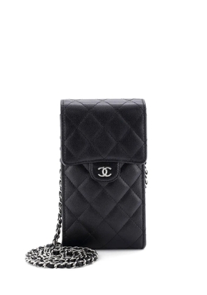 CHANEL Pre-Owned CC Flap Phone Holder Crossbody Bag Quilted Caviar clutch bag - Black