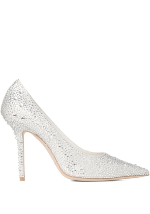 Jimmy Choo 100mm Love crystal-embellished pointed pumps - Silver