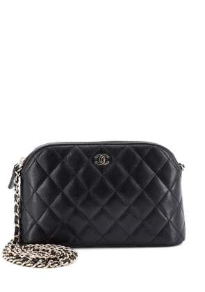 CHANEL Pre-Owned CC Dome Zip Clutch with Chain Quilted Caviar Small shoulder bag - Black
