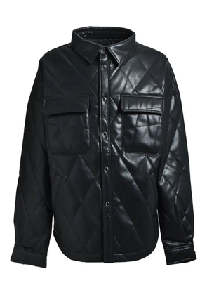 BREATH quilted-pattern leather shirt - Black