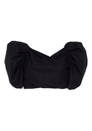 Cara Cara puff-sleeve wrap top - Black