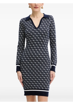 GUESS USA V-neck logo-patterned mini dress - Blue