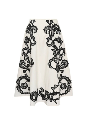 Ulla Johnson Ruby embroidered-detail midi A-line skirt - White