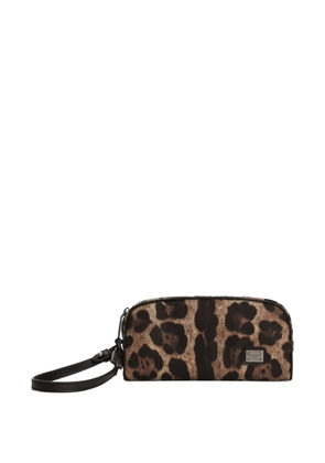 Dolce & Gabbana leopard-print wash bag - Brown