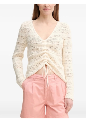 OUI V-neck crochet cardigan - White