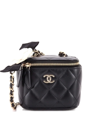 CHANEL Pre-Owned Camellia Bow Vanity Case with Chain Quilted Lambskin Mini crossbody bag - Black