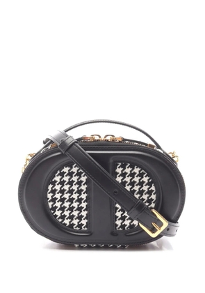 Christian Dior Pre-Owned 2020 Leather and Houndstooth Canvas CD Oval Camera Bag crossbody bag - Black