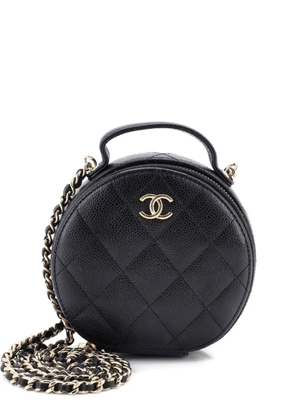 CHANEL Pre-Owned Handle with Care Round Vanity Case with Chain Quilted Caviar Small crossbody bag - Black