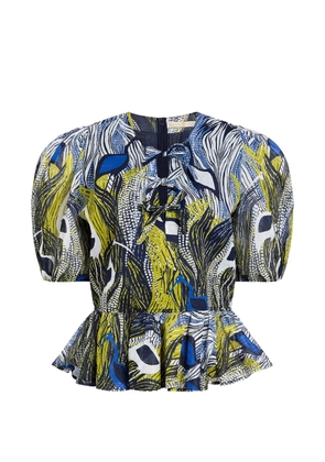 Marie Oliver Estella puff-sleeve peplum blouse - Green