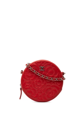 CHANEL Pre-Owned 2019 CC Goatskin Camellia Round Clutch With Chain crossbody bag - Red