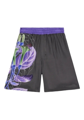 Pierre-Louis Mascia floral-print elastic-waist shorts - Black