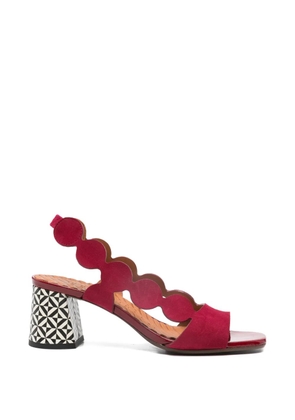 Chie Mihara scalloped pattern heel sandals - Red