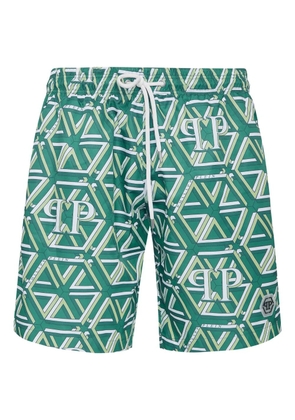 Philipp Plein monogram-print swim shorts - Green