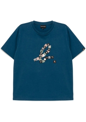 SPORT b. by agnès b. squares-logo T-shirt - Blue