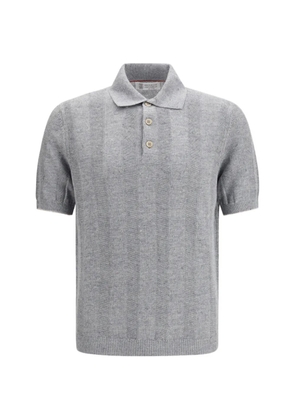 Brunello Cucinelli ribbed polo shirt - Grey