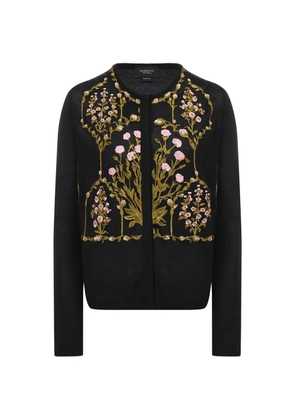 Giambattista Valli floral embroidery round neck cardigan - Black