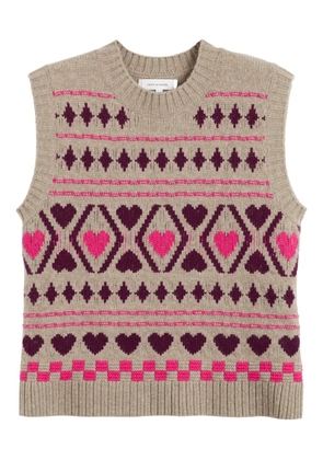 Chinti & Parker heart-pattern wool knit vest - Brown