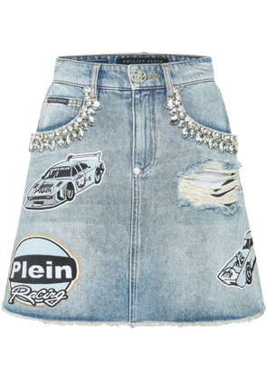 Philipp Plein Stones Cars Racing skirt - Blue