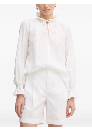 Marc Aurel ruffled tie top - White