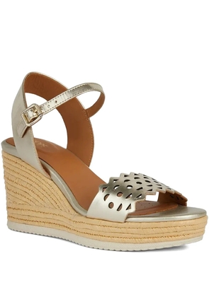 Geox 75mm Ponza ankle-strap cut-out wedge sandals - Gold