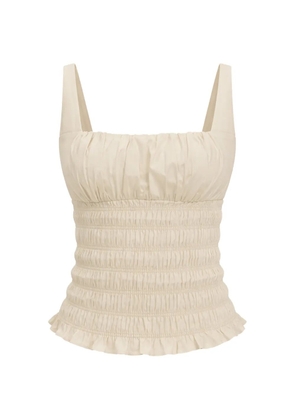 Reformation Jeanette shirred ruffle top - Neutrals