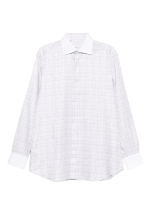 Brioni checked contrast-collar shirt - White