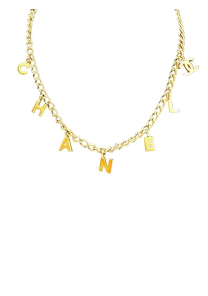 CHANEL Pre-Owned 2002 CC Gold Plated Logo Charms Chain Necklace costume necklace