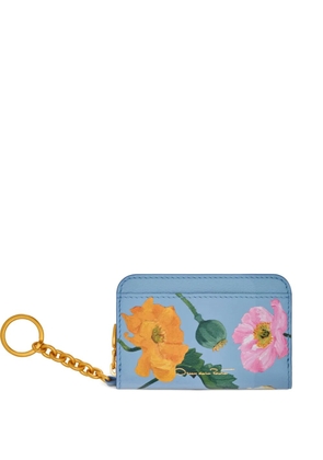 Oscar de la Renta poppy-printed keychain wallet - Blue