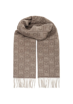 Ferragamo fringe-detail geometric-pattern scarf - Neutrals