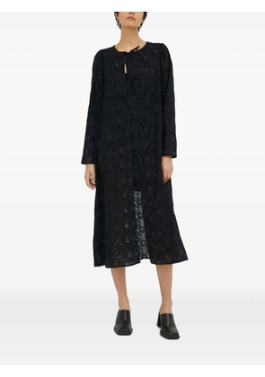 Résumé tie-front long-sleeved midi dress - Black