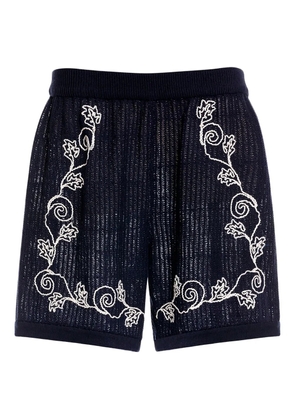 Agua Bendita Maury embroidered ribbed shorts - Black