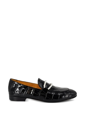 Madison.Maison croc-embossed pear-embellishment loafers - Black
