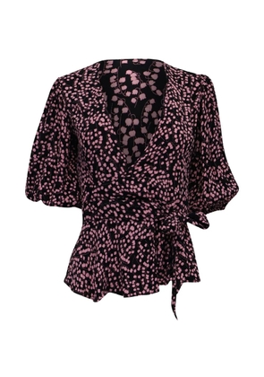 GANNI floral-print wrap blouse - Black
