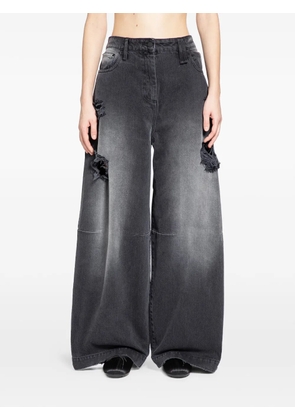 Simone Rocha distressed wide-leg jeans - Grey