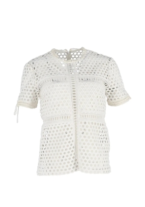 Self-Portrait lace pattern crew-neck blouse - White