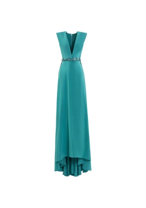 Saiid Kobeisy V-neck floral-belt maxi dress - Blue