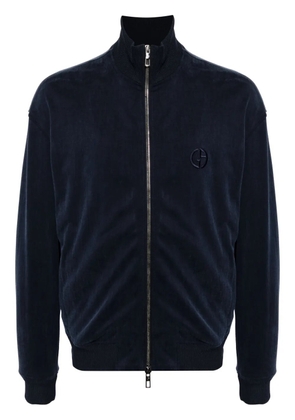Giorgio Armani logo-embroidered track jacket - Blue