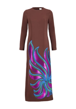 PAULA embellished long-sleeve maxi dress - Brown