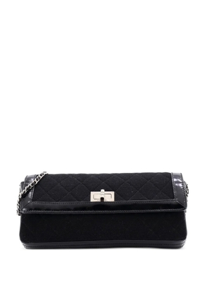 CHANEL Pre-Owned Reissue Flap Bag Quilted Jersey with Patent East West shoulder bag - Black