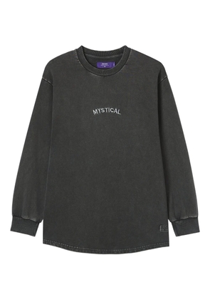 aftermaths embroidered graphic long-sleeve top - Grey