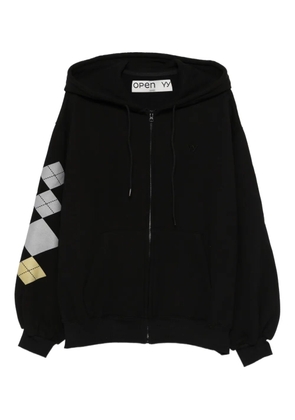 Open YY argyle-print hoodie - Black