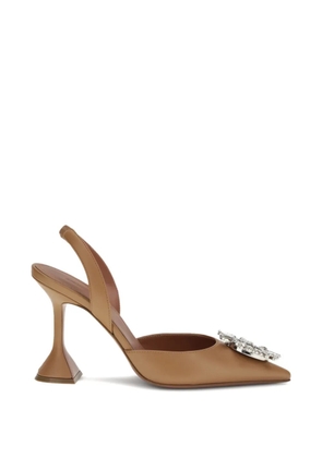 Amina Muaddi jewel-embellished sling pumps - Brown