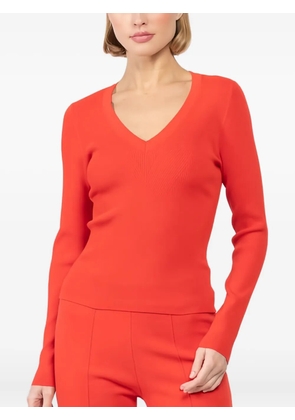 Veronica Beard Callie V-neck ribbed T-shirt - Orange