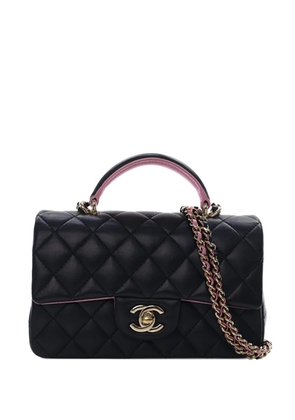 CHANEL Pre-Owned 2021-2025 Mini Rectangular Classic Lambskin Top Handle Flap satchel - Black