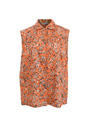 Miu Miu Pre-Owned musical-notes printed sleeveless shirt - Orange
