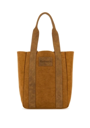 JW Anderson logo-patch two-tone canvas tote bag - Brown