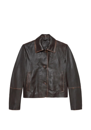 Studio Ar cropped leather jacket - Brown