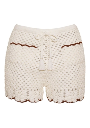 Cara Cara crochet scallop-trim short shorts - White