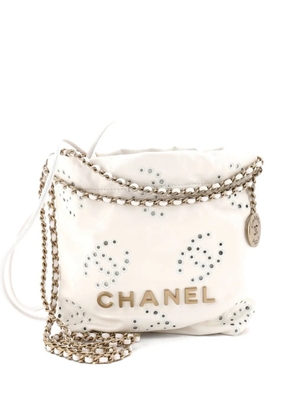 CHANEL Pre-Owned 22 Chain Hobo CC Eyelet Embroidered Calfskin Mini crossbody bag - White